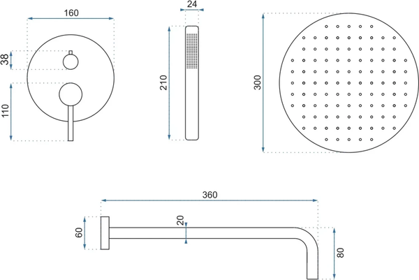Душевая система со смесителем REA Lungo REA-P8809