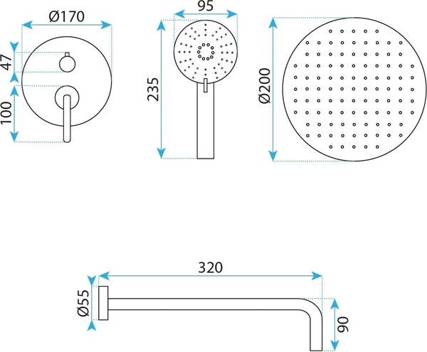 Душевая система со смесителем REA REA-P5504