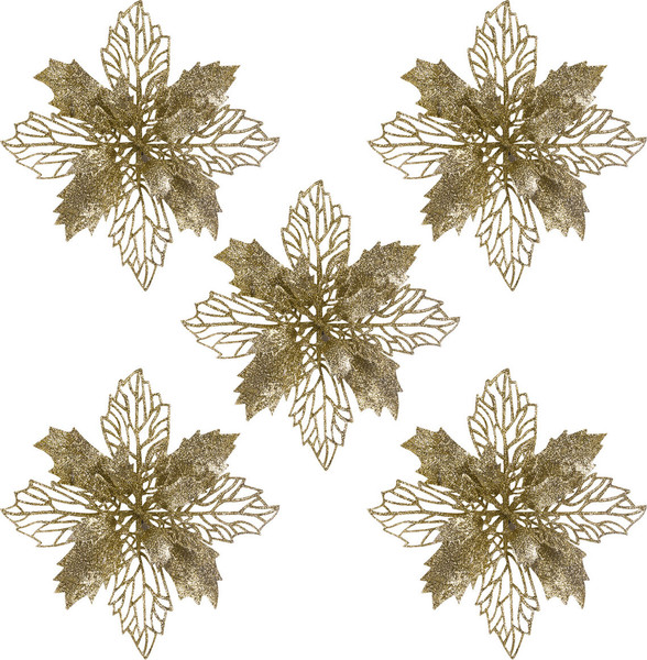 Набор елочных игрушек Золотая сказка Цветок с клипсой / 592603 - фото