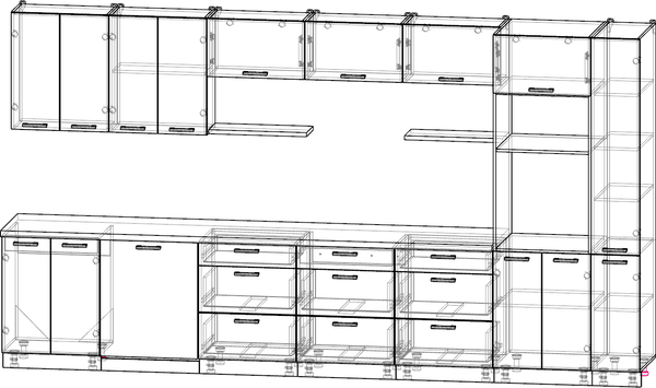 Кухонный гарнитур Интерлиния Мила Лайт 3.9-ПМ1 