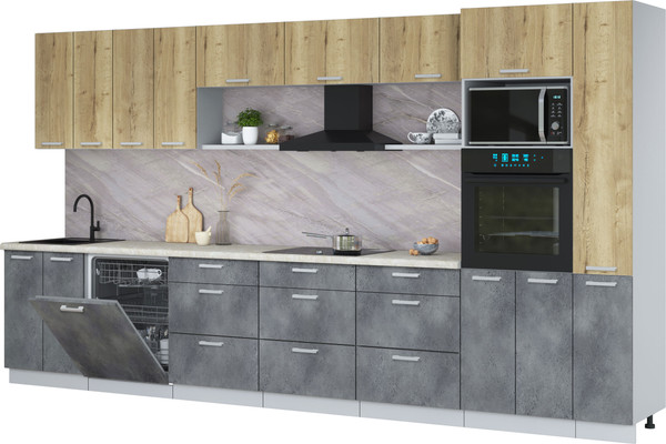 Кухонный гарнитур Интерлиния Мила Лайт 3.9-ПМ1  - фото