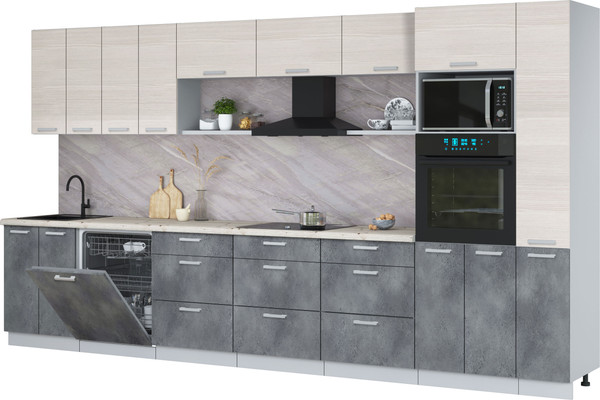 Кухонный гарнитур Интерлиния Мила Лайт 3.9-ПМ1  - фото