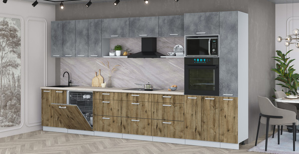 Кухонный гарнитур Интерлиния Мила Лайт 3.9-ПМ1 