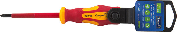 Отвертка General Lighting Крестовая диэлектрическая PH1x80 G-Pro 1000V / 901008