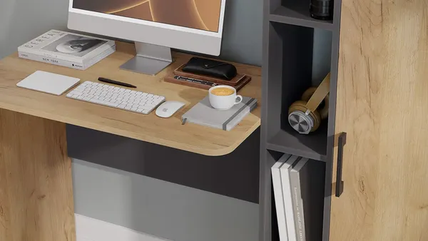 Письменный стол ТриЯ Бейли (графит серый/дуб крафт золотой)