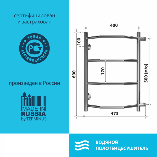 Полотенцесушитель водяной Stelmix Трапеция ВПС П4 400х600