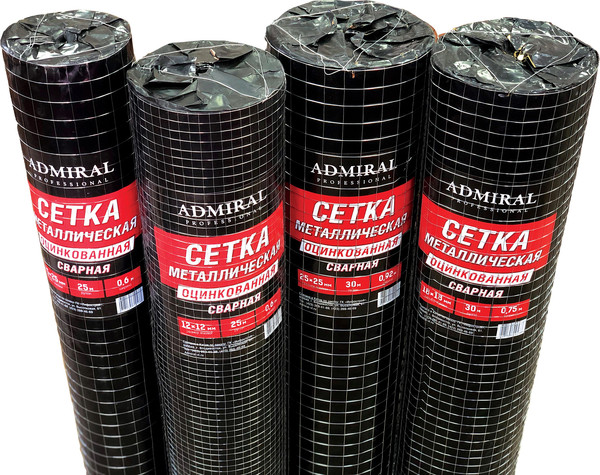 Сетка сварная Admiral Металлическая цинк 12x12x950x0.6мм