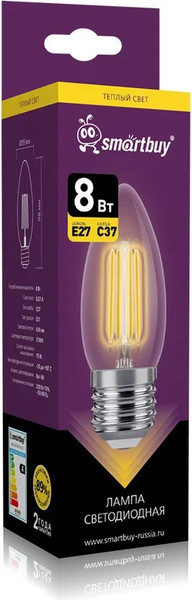 Лампа SmartBuy SBL-C37F-8-27K-E27