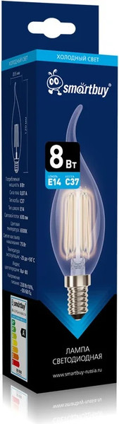 Лампа SmartBuy SBL-C37FCan-8-65K-E14