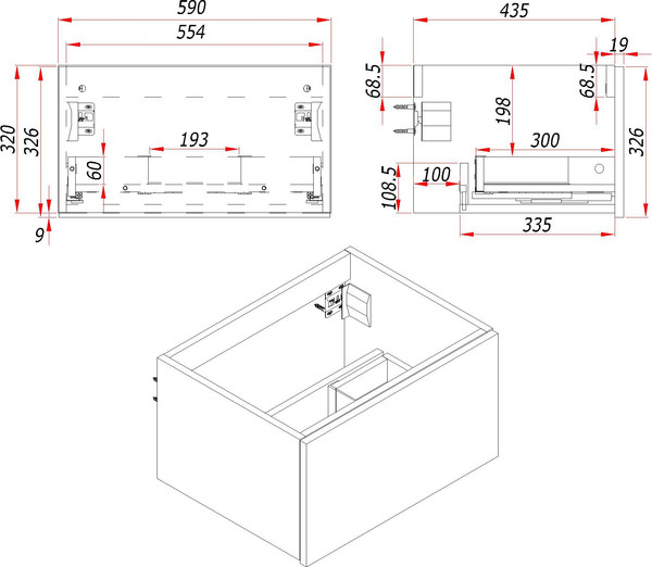 Тумба с умывальником ЗОВ Кито K60LW0MFWPM-OL60