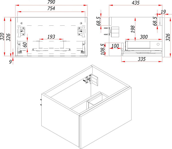 Тумба с умывальником ЗОВ Кито K80TS0MFLPM-OL80