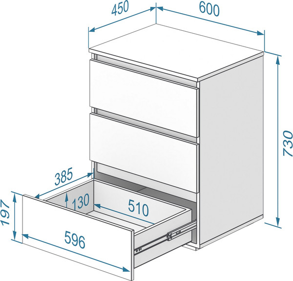Комод Кортекс-мебель Бари 60 3ш