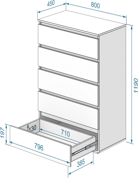 Комод Кортекс-мебель Бари 80 5ш