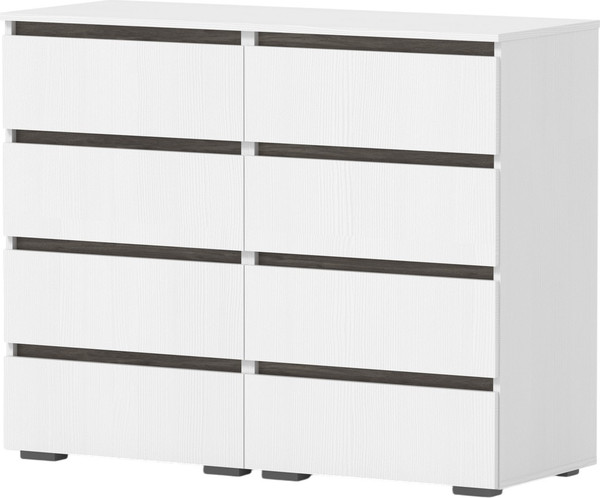 Комод Кортекс-мебель Бари 120 8ш (белый/белый/орех элия) - фото