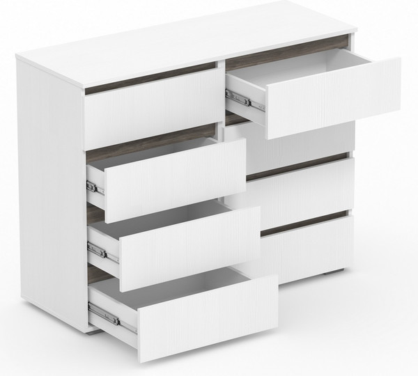 Комод Кортекс-мебель Бари 120 8ш (белый/белый/орех элия)