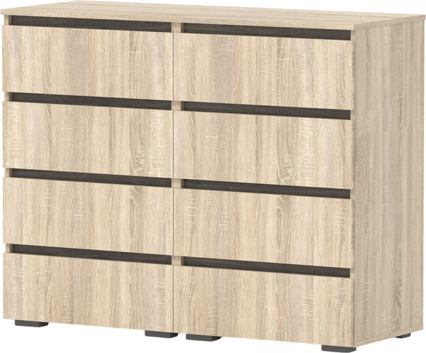 Комод Кортекс-мебель Бари 120 8ш (дуб сонома/дуб сонома/орех элия) - фото