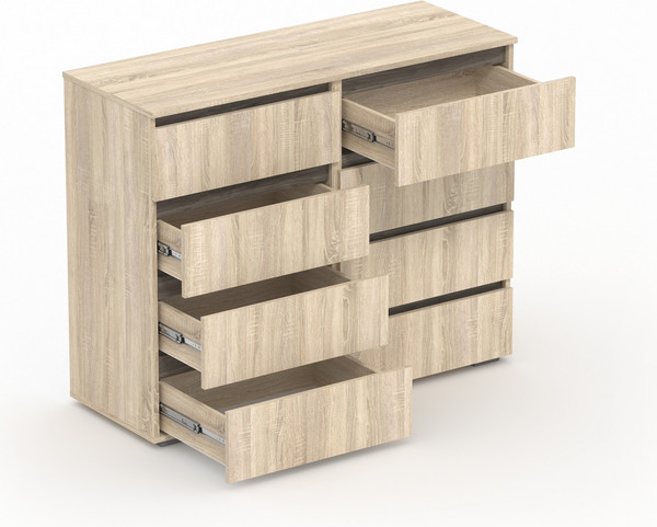 Комод Кортекс-мебель Бари 120 8ш (дуб сонома/дуб сонома/орех элия)