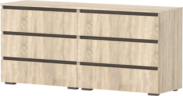 Комод Кортекс-мебель Бари 160 6ш (дуб сонома/дуб сонома/орех элия) - фото