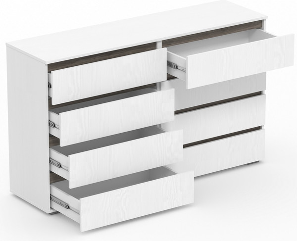 Комод Кортекс-мебель Бари 160 8ш (белый/белый/орех элия)