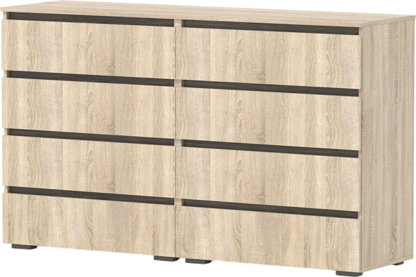 Комод Кортекс-мебель Бари 160 8ш (дуб сонома/дуб сонома/орех элия) - фото