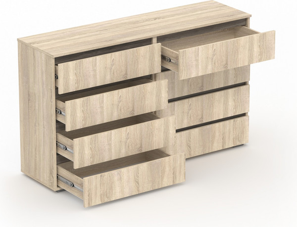 Комод Кортекс-мебель Бари 160 8ш (дуб сонома/дуб сонома/орех элия)