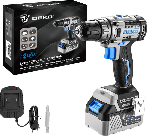 Аккумуляторная дрель-шуруповерт Deko Loner 20V ONE+ / 085-1004 - фото