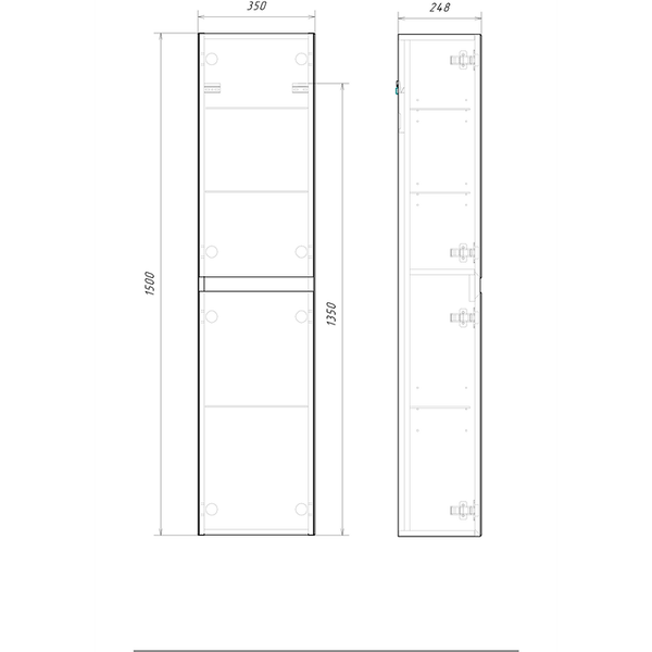 Шкаф-пенал для ванной Aqwella Geometria GE0535WM