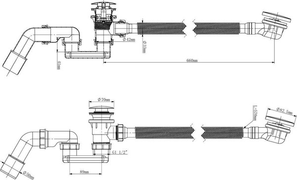 Сифон Alba Spa T1 / САT100100 для ванны автомат