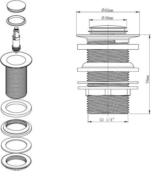 Сифон Alba Spa T1 / САT100100 для ванны автомат