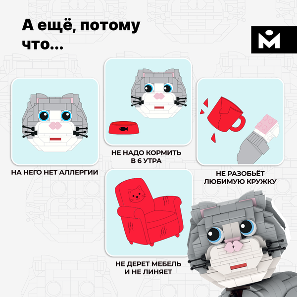 Конструктор Mozabrick Кот Бриксик / 60013