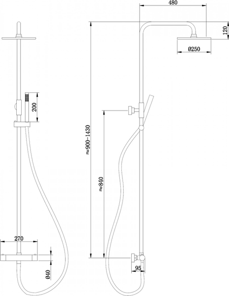 Душевая система со смесителем Abber Wasser Kreis AF8160RGL