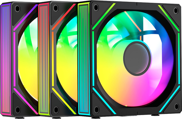 Набор вентиляторов для корпуса Ocypus Gamma F12 UNI BK ARGB Reverse Blade 3в1 (Gamma-F12-BK3AM01U) - фото