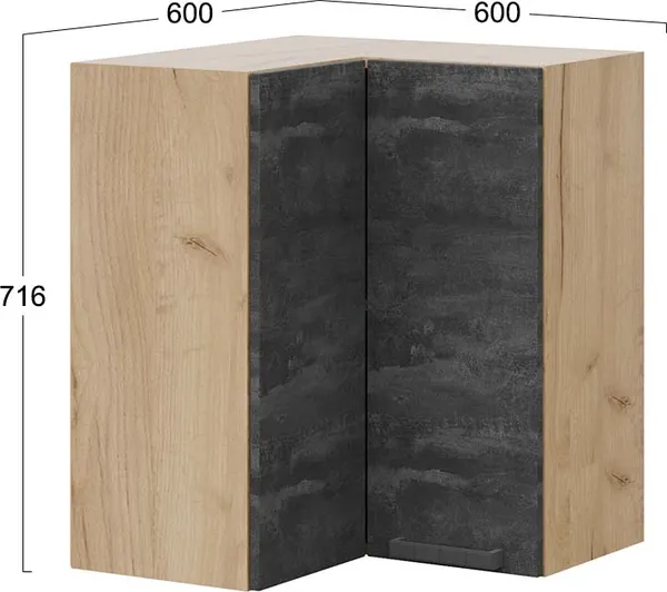 Шкаф навесной для кухни ТриЯ Детройт 1В6УП угловой прямой