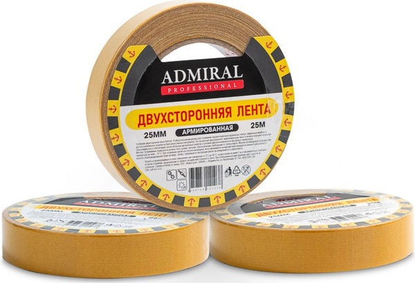 Скотч армированный Admiral Двухсторонний 25ммx25м