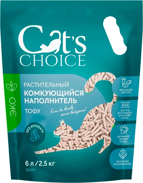 Наполнитель для туалета Cat's choice Растительный комкующийся тофу - фото