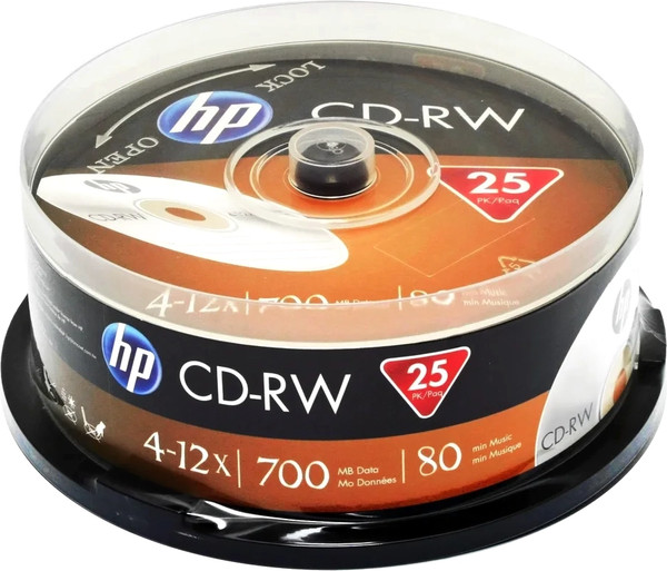 Набор дисков CD-RW HP 12x CakeBox 700MB / 69313 - фото