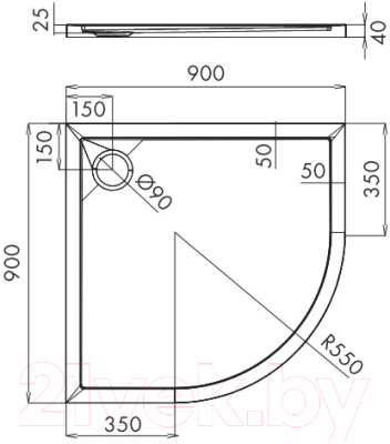 Душевой поддон Omnires Merton 90/O