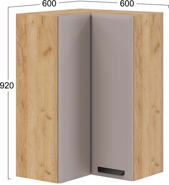 Шкаф навесной для кухни ТриЯ Тиана 1ВВ6УП угловой прямой