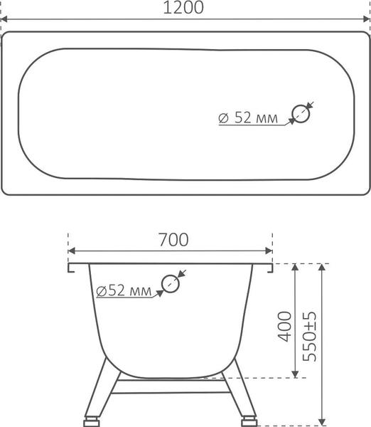 Ванна стальная ВИЗ Antika A-20001 120х70 (белая орхидея, c ножками)