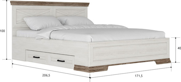 Двуспальная кровать Black Red White Marselle LOZ160х200 с ящиками