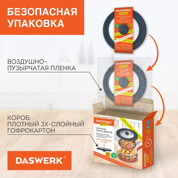 Крышка стеклянная Daswerk Универсальная / 607590
