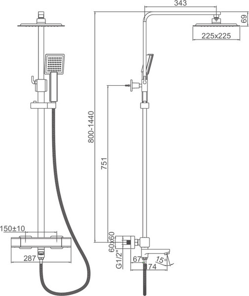 Душевая система со смесителем Ledeme L2424Y