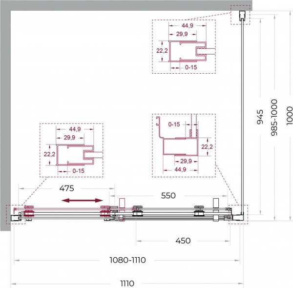 Душевой уголок BelBagno Marino_2-AH-1-110/100-C-Cr