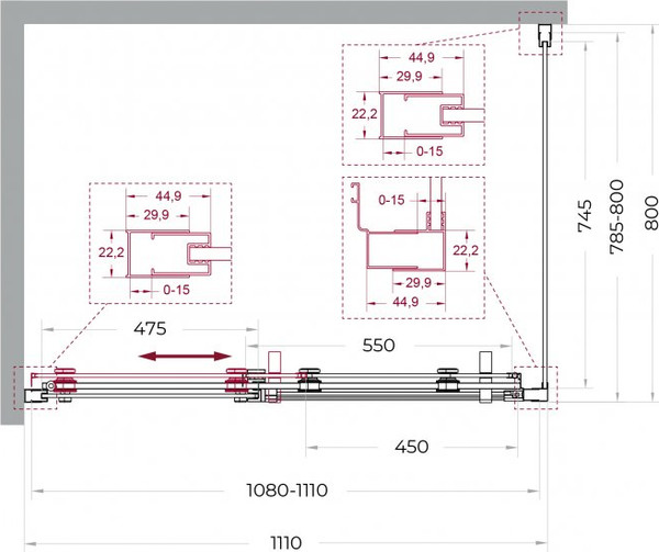 Душевой уголок BelBagno Marino_2-AH-1-110/80-C-Cr