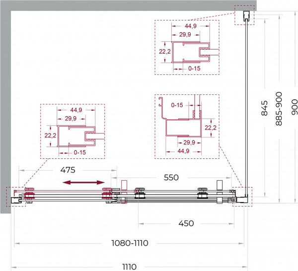 Душевой уголок BelBagno Marino_2-AH-1-110/90-C-Cr