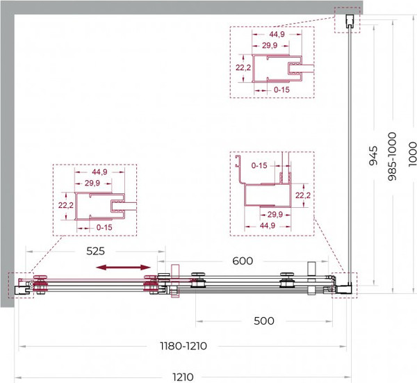 Душевой уголок BelBagno Marino_2-AH-1-120/100-C-Cr
