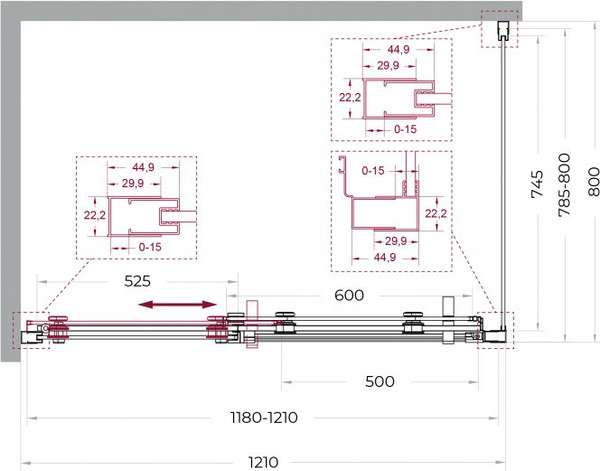 Душевой уголок BelBagno Marino_2-AH-1-120/80-C-Cr