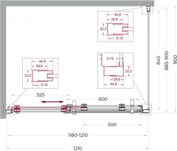 Душевой уголок BelBagno Marino_2-AH-1-120/90-C-Cr