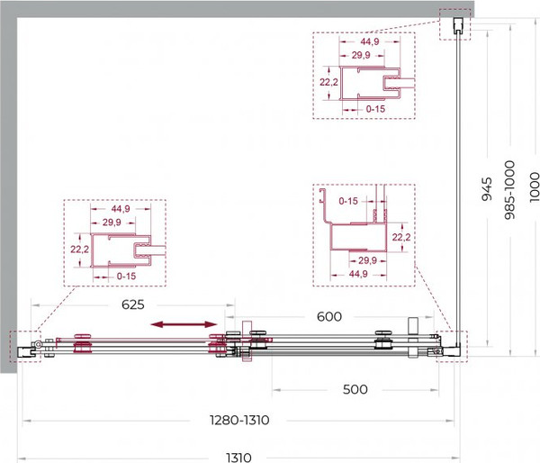 Душевой уголок BelBagno Marino_2-AH-1-130/100-C-Cr
