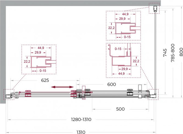 Душевой уголок BelBagno Marino_2-AH-1-130/80-C-GM